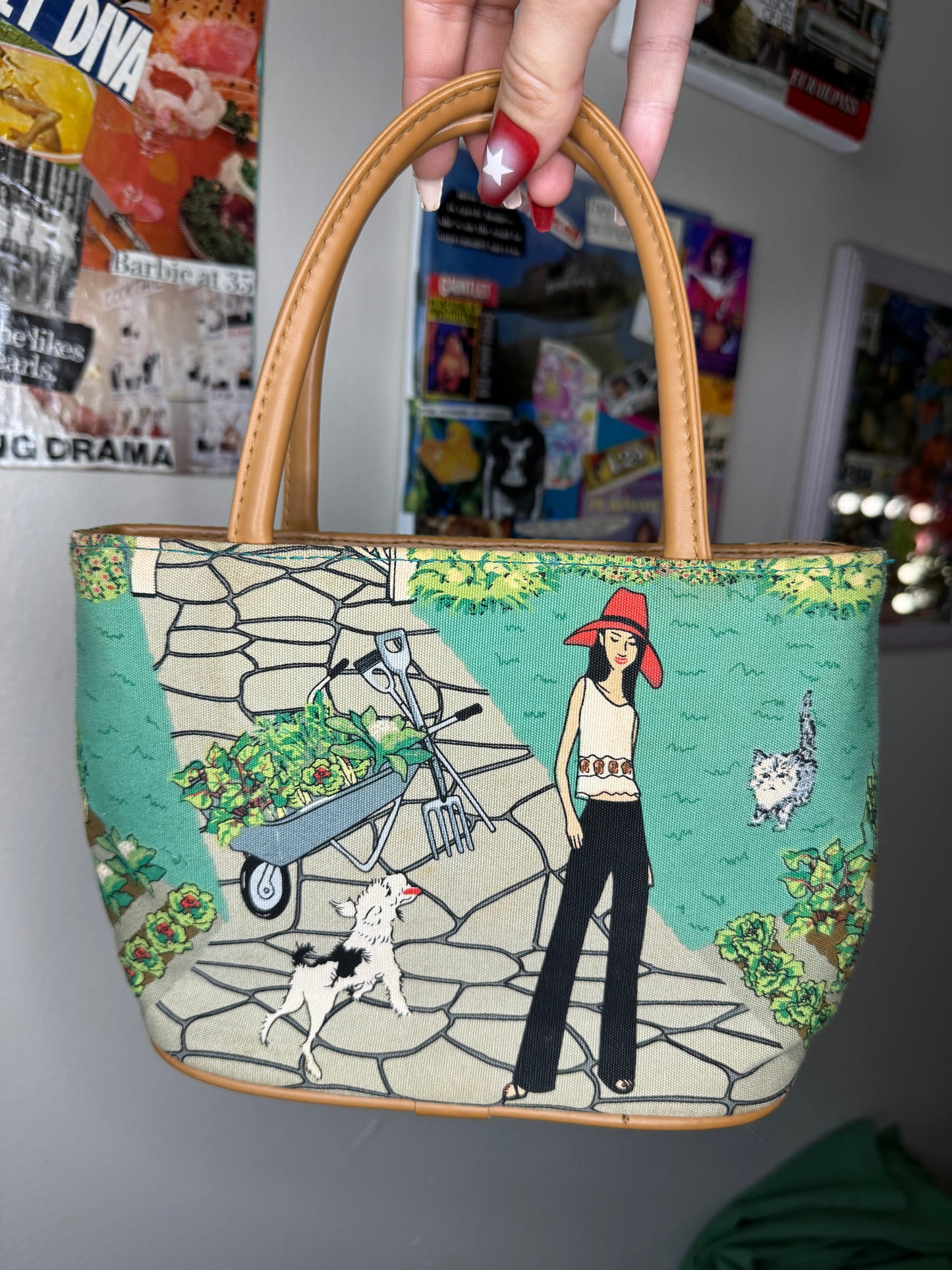 french girl + dog in a garden