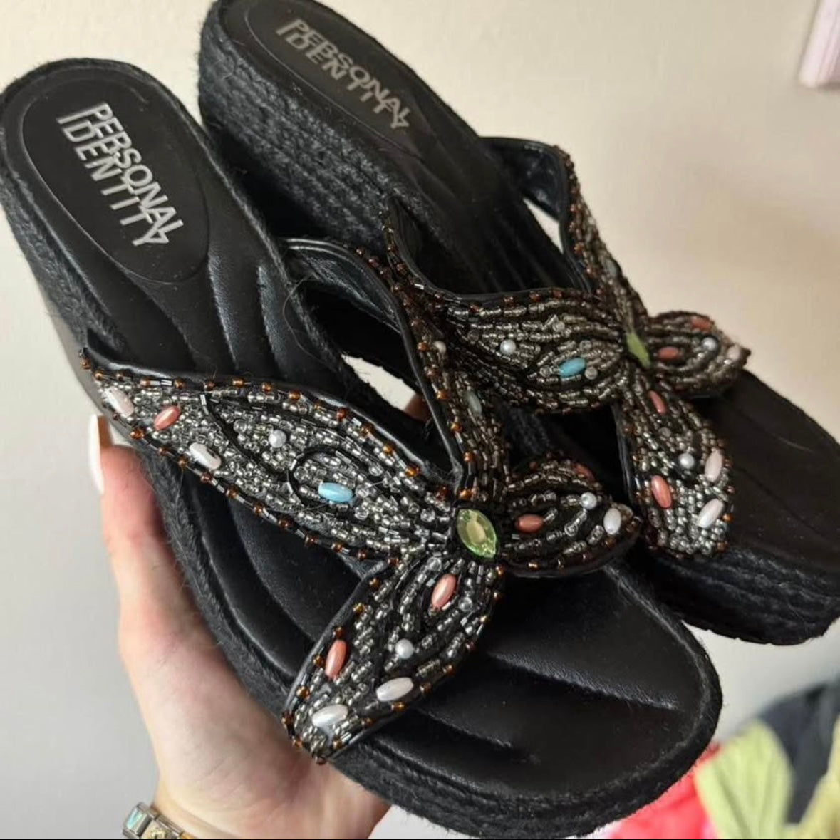 y2k butterfly wedge heels