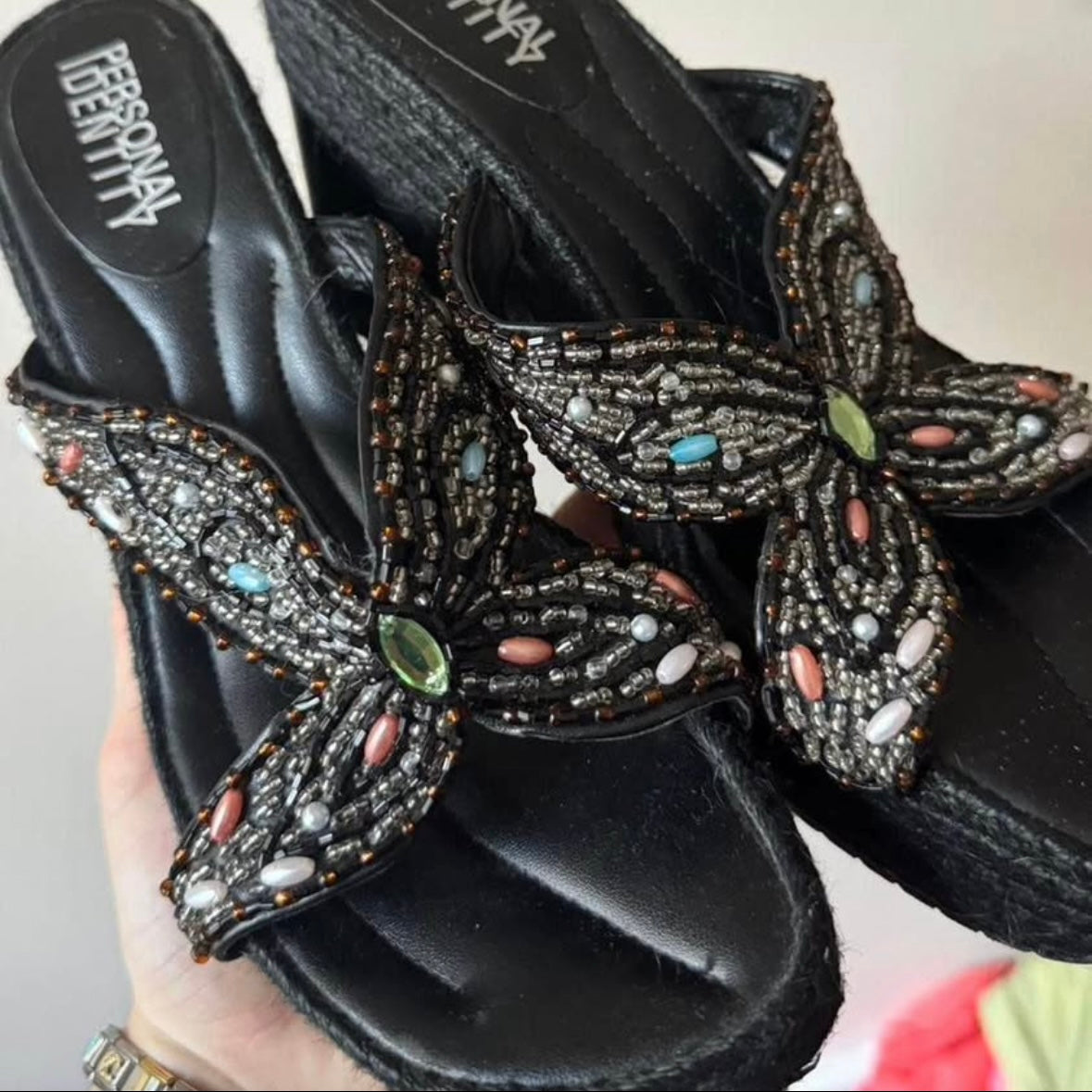 y2k butterfly wedge heels